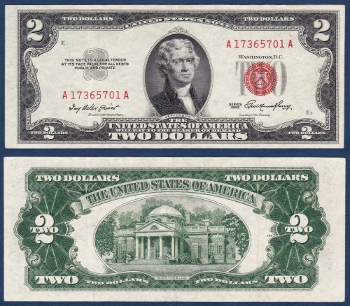 미국 1953년 2달러 - 극미~미품(+)