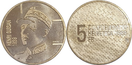 스위스 1989년 5 프랑(기념주화) - 미사용(B급)
