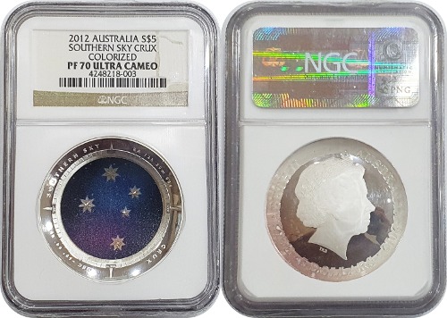 호주 2012년 5 달러(Southern Sky - Crux) 프루프 은화 - NGC PF 70등급