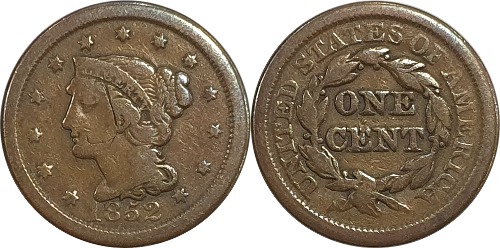 미국 1852년 1 센트(Liberty Head/Braided Hair Cent)