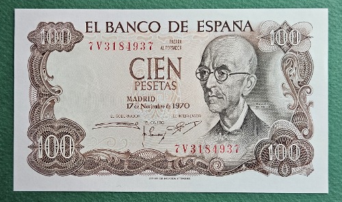 스페인 1970년 100 페세타 - 미사용