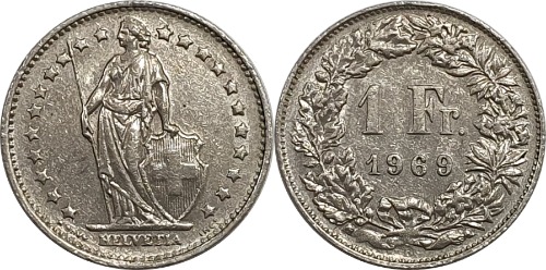 스위스 1969년 1 프랑