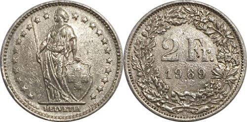 스위스 1969년 2 프랑