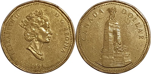 캐나다 1994년 1 달러(전쟁 기념비)