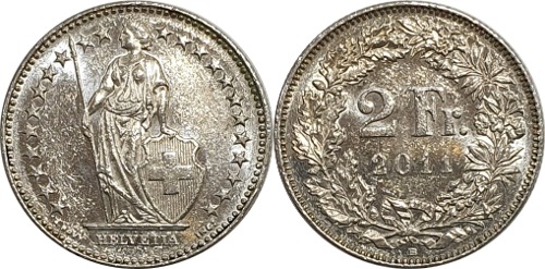 스위스 2011년 2 프랑