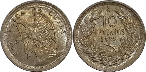 칠레 1925년 10 Centavos