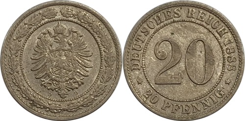 독일 1888년(D) 20 Pfennig
