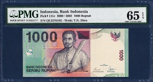 인도네시아 2000 / 2002년 1,000루피아 - PMG65등급