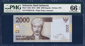 인도네시아 2013 / 2009년 2,000루피아 - PMG66등급