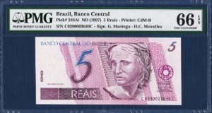 브라질 1997년 5레알 - PMG66등급