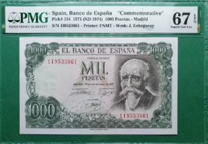 스페인 1971년 1000페세타 기념지폐  -  PMG 67EPQ (#2)