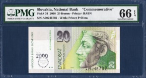슬로바키아 2000년 20코룬(밀레니엄 기념권) - PMG66등급