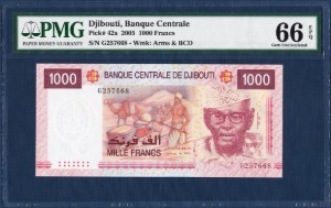 지부티 2005년 1,000프랑 - PMG66등급