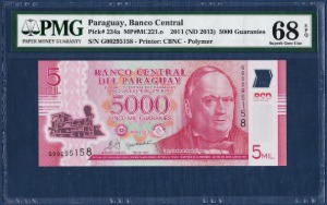 파라과이 2011년 5,000과라니 - PMG68등급