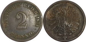 독일 1874년(H) 2 PFENNIG