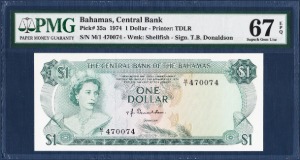 바하마 1974년 1달러 - PMG67등급