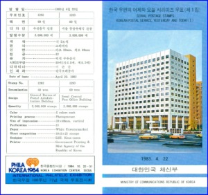 우표발행안내카드 - 1983년 한국 우편의 어제와 오늘 1집(접힘 없음)