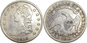 미국 1836년 하프달러 은화 - 미품~극미