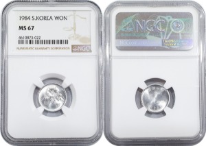 한국은행 1984년 1원 - NGC MS 67등급
