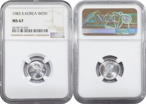 한국은행 1983년 1원 - NGC MS 67등급(최고등급)