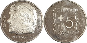 스위스 1977년 5 프랑(기념주화) - 미사용