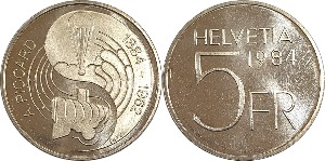 스위스 1984년 5 프랑(기념주화) - 미사용(B급)