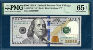 미국 2009년 100 달러 스타노트(보충권) - PMG 65등급