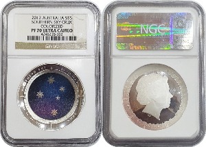 호주 2012년 5 달러(Southern Sky - Crux) 프루프 은화 - NGC PF 70등급