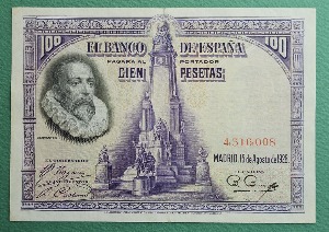 스페인 1928년 100페세타 세바스찬  - 미품~극미-