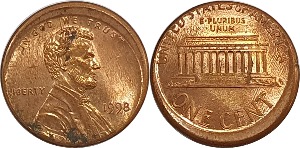 미국 1998년 링컨 1 센트(에러)