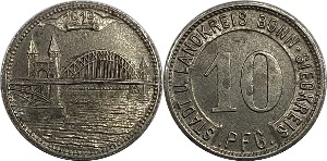 독일(Bonn) 1919년 10 Pfennig 놋겔드
