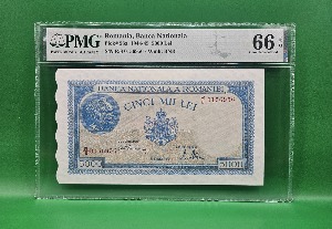 루마니아 1944-45년 5000레이  - PMG 66EPQ
