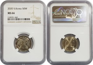 한국은행 2020년 50원 - NGC MS 66등급