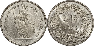 스위스 1989년 2 프랑