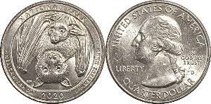 미국 뷰티풀 시리즈 쿼터달러 - 사모아 국립공원(2020년, D)