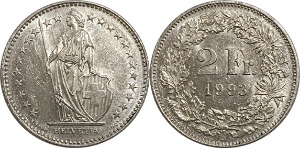 스위스 1993년 2 프랑