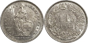 스위스 1988년 1 프랑