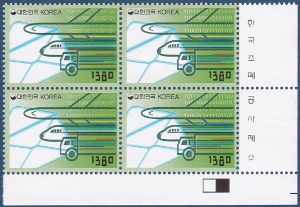 명판 - 2002년 기본료 190원시기 보통우표(운송수단 녹색 1,380원)