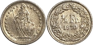 스위스 1970년 1/2 프랑
