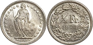 스위스 1974년 1/2 프랑