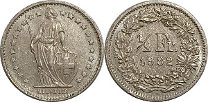 스위스 1982년 1/2 프랑
