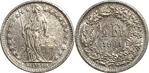 스위스 1981년 1/2 프랑