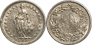 스위스 1975년 1/2 프랑