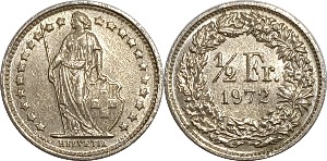 스위스 1972년 1/2 프랑