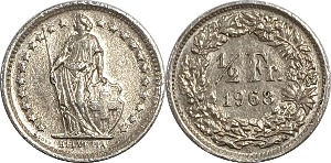 스위스 1968년 1/2 프랑