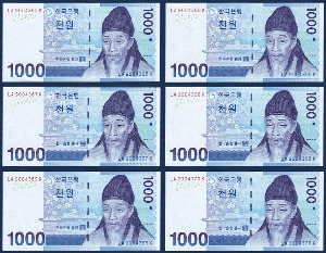한국은행 다 1,000원(3차 1,000원) 보충권 LAK 90포인트 6연번 - 미사용
