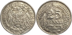 독일 1910년(F) 25 Pfennig