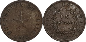 칠레 1853년 1 Centavos