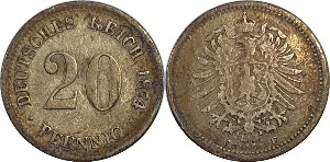 독일 1874년(F) 20 Pfennig 은화