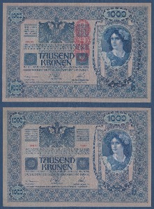 오스트리아 1902년 1000 크로네 대형지폐 - 극미(+)